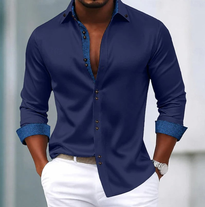 Oliver | Contrast Trim Button-Up Shirt