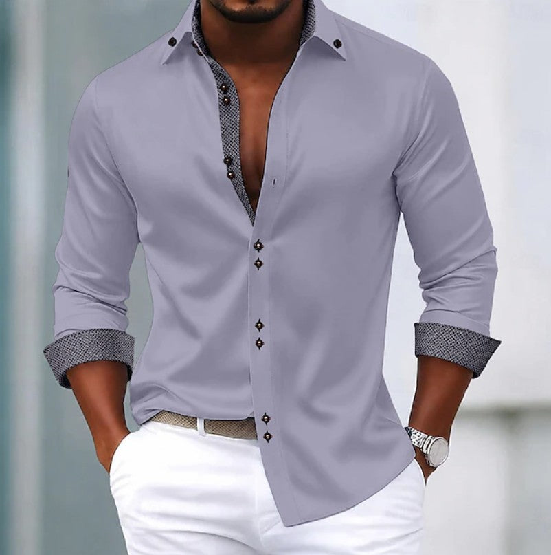 Oliver | Contrast Trim Button-Up Shirt