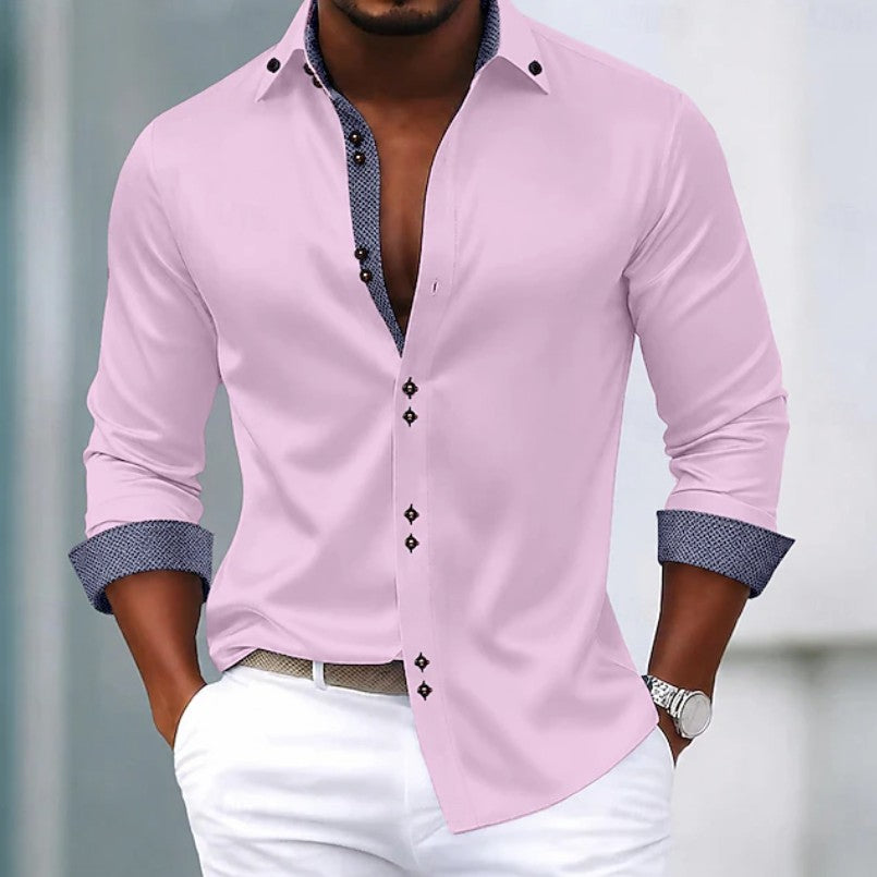 Oliver | Contrast Trim Button-Up Shirt