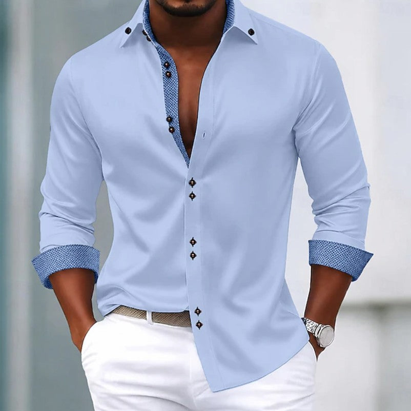 Oliver | Contrast Trim Button-Up Shirt