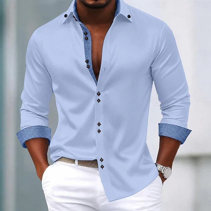 Oliver | Contrast Trim Button-Up Shirt