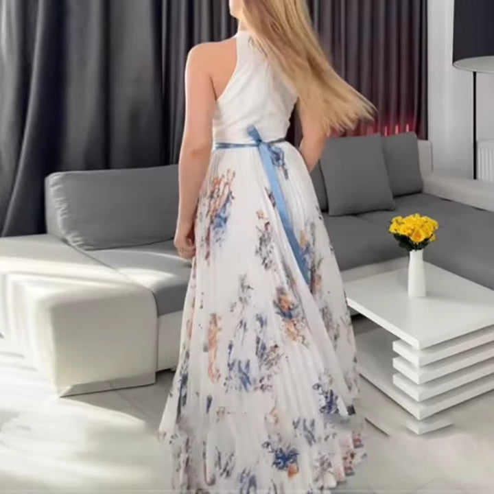 Alexia | Elegant Pleated Maxi V-Neck Dress