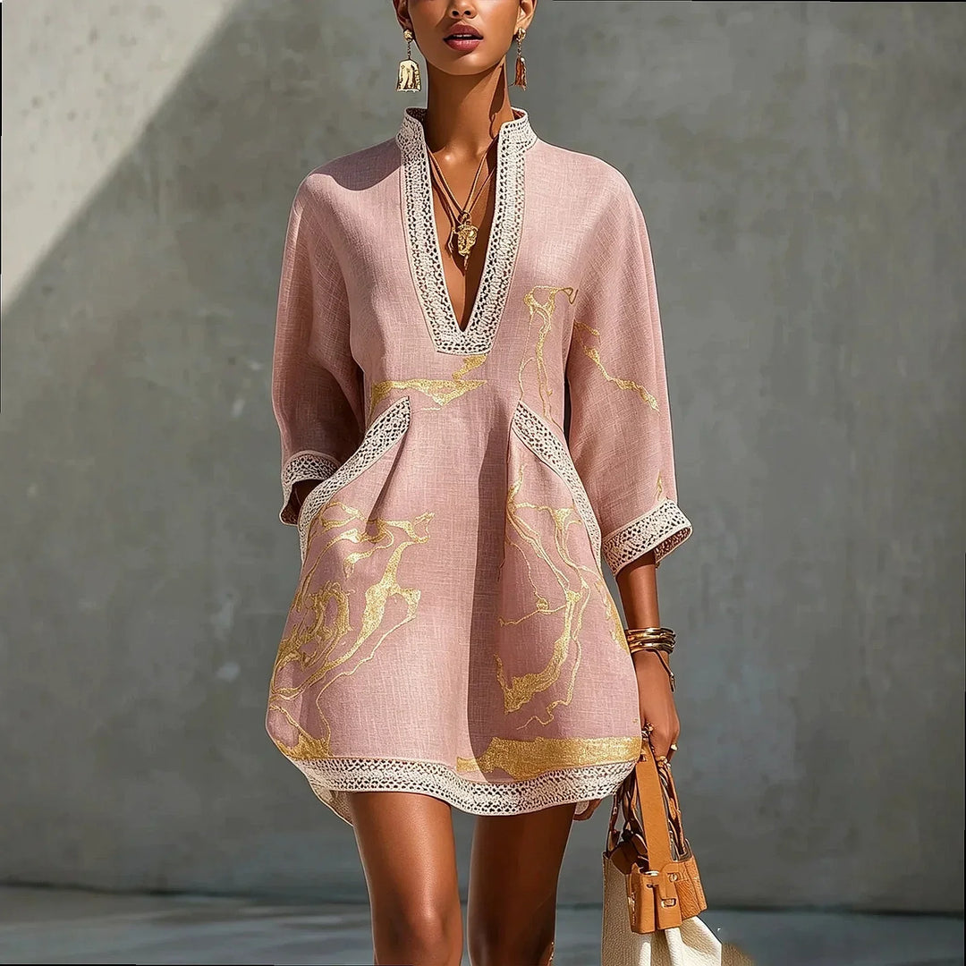 Camille | Artful V-Neck Mini Dress