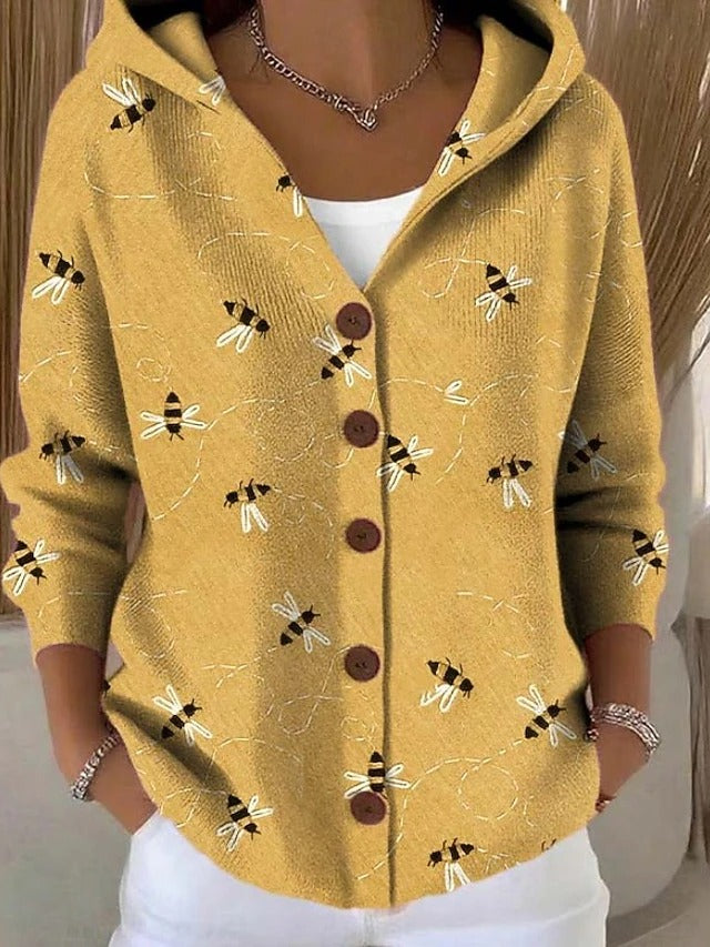 Yasmine | Elegant  Button Hooded Sweater