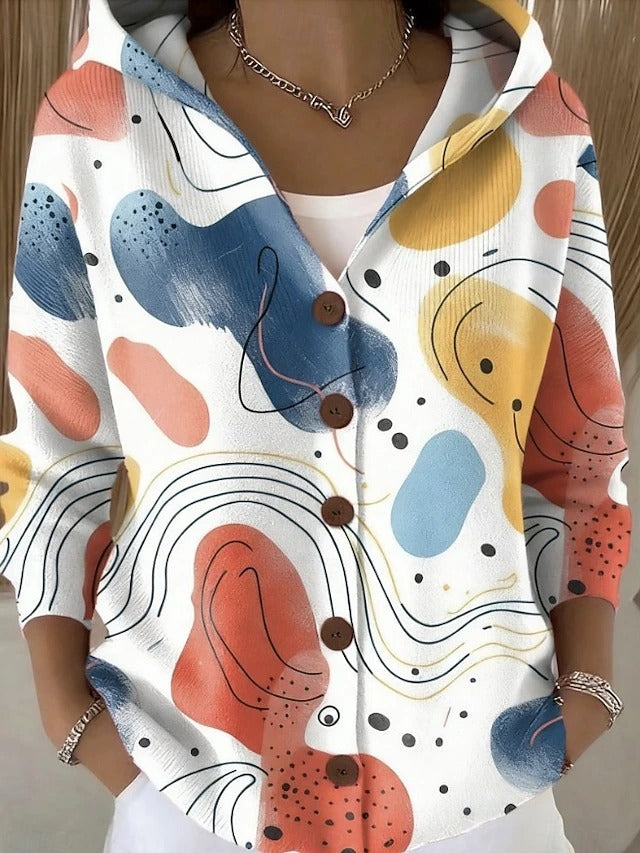 Yasmine | Elegant  Button Hooded Sweater