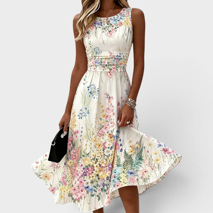 Josephine | Sleeveless Floral Midi Dress