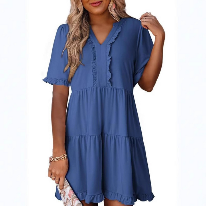 Vivienne | Casual V-Neck Mid Sleeve Mini Dress