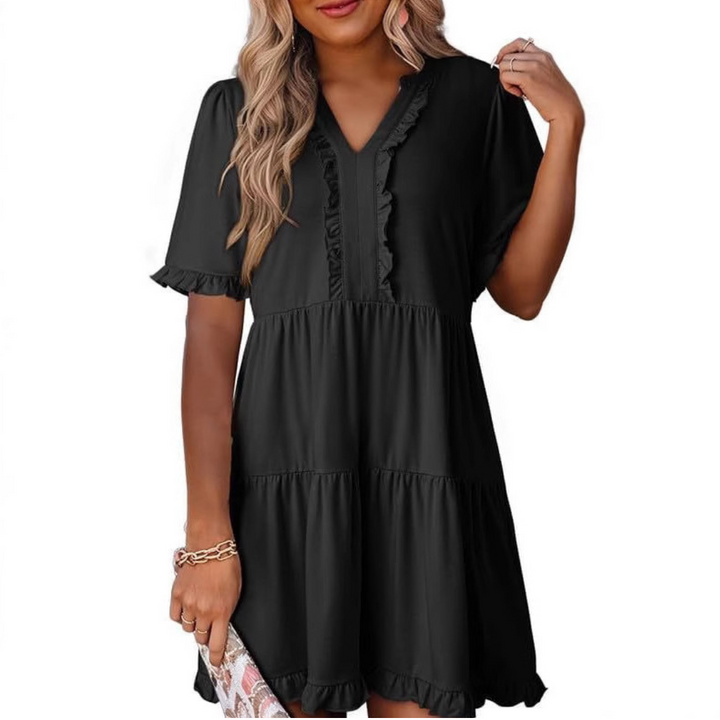 Vivienne | Casual V-Neck Mid Sleeve Mini Dress