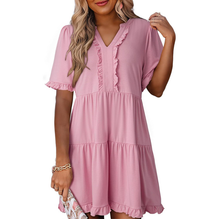 Vivienne | Casual V-Neck Mid Sleeve Mini Dress