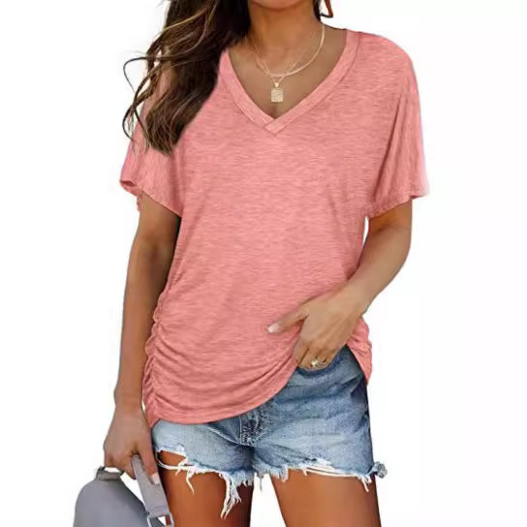 Aveline | Classic V-Neck Loose Fit Shirt