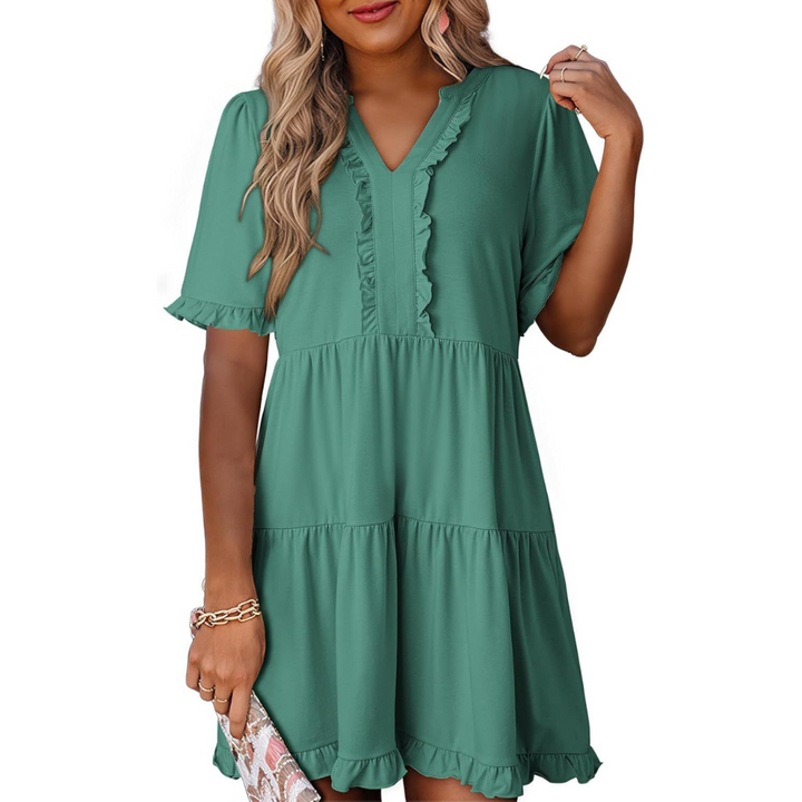 Vivienne | Casual V-Neck Mid Sleeve Mini Dress