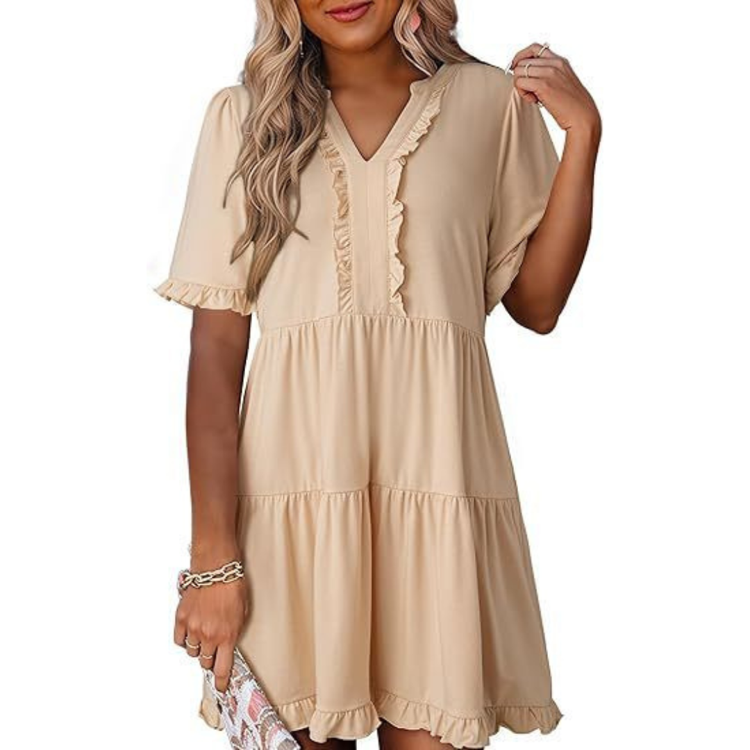 Vivienne | Casual V-Neck Mid Sleeve Mini Dress