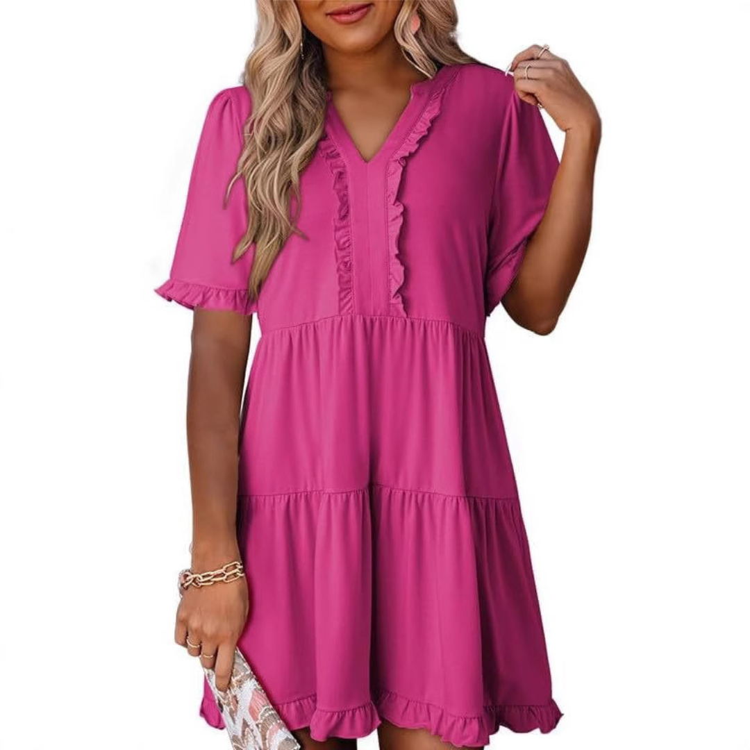 Vivienne | Casual V-Neck Mid Sleeve Mini Dress