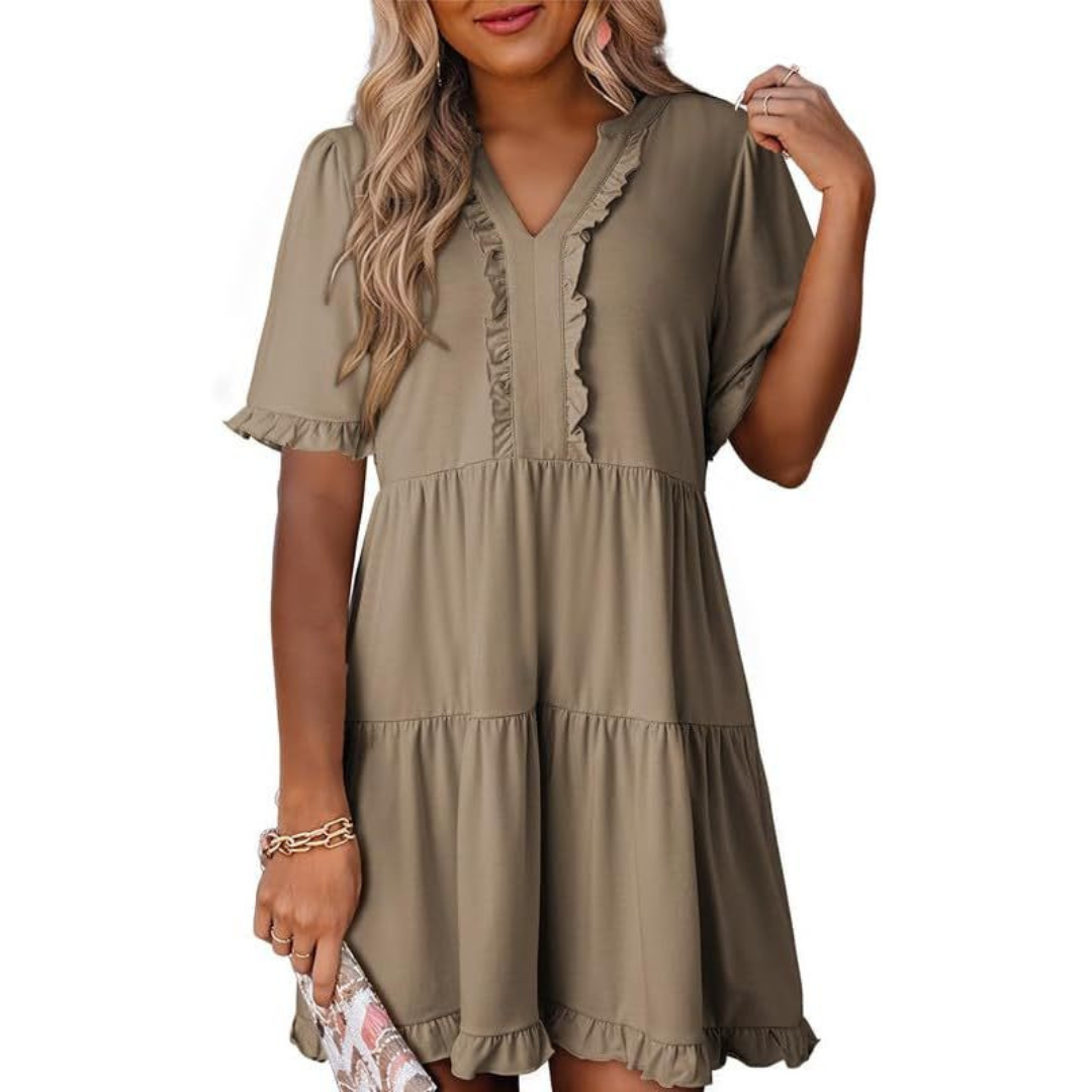 Vivienne | Casual V-Neck Mid Sleeve Mini Dress