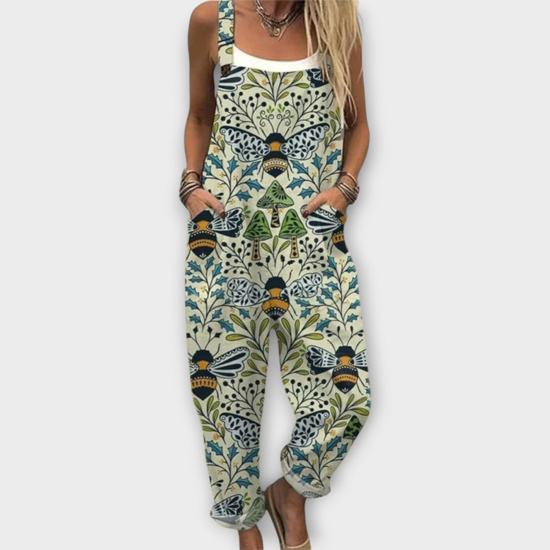 Megan | Retro Elegant Floral Print Jumpsuit