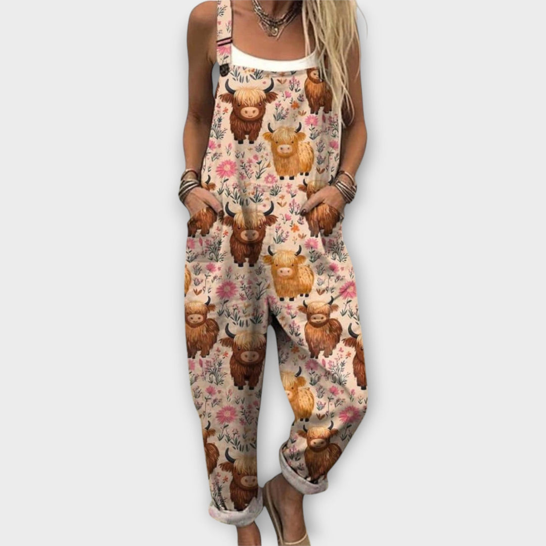 Megan | Retro Elegant Floral Print Jumpsuit