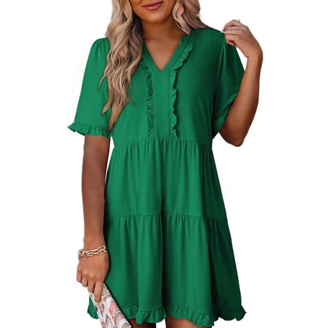 Vivienne | Casual V-Neck Mid Sleeve Mini Dress