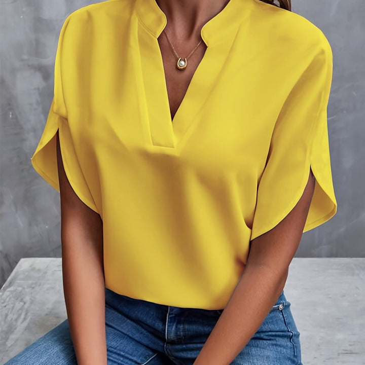 Valérie | Elegant Draped V-Neck Blouse