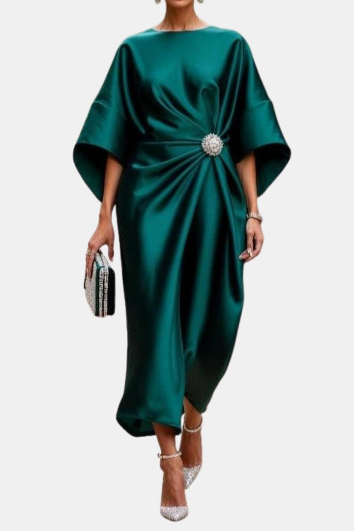 Yasmin | Elegant Wide Sleeve Satin Dress