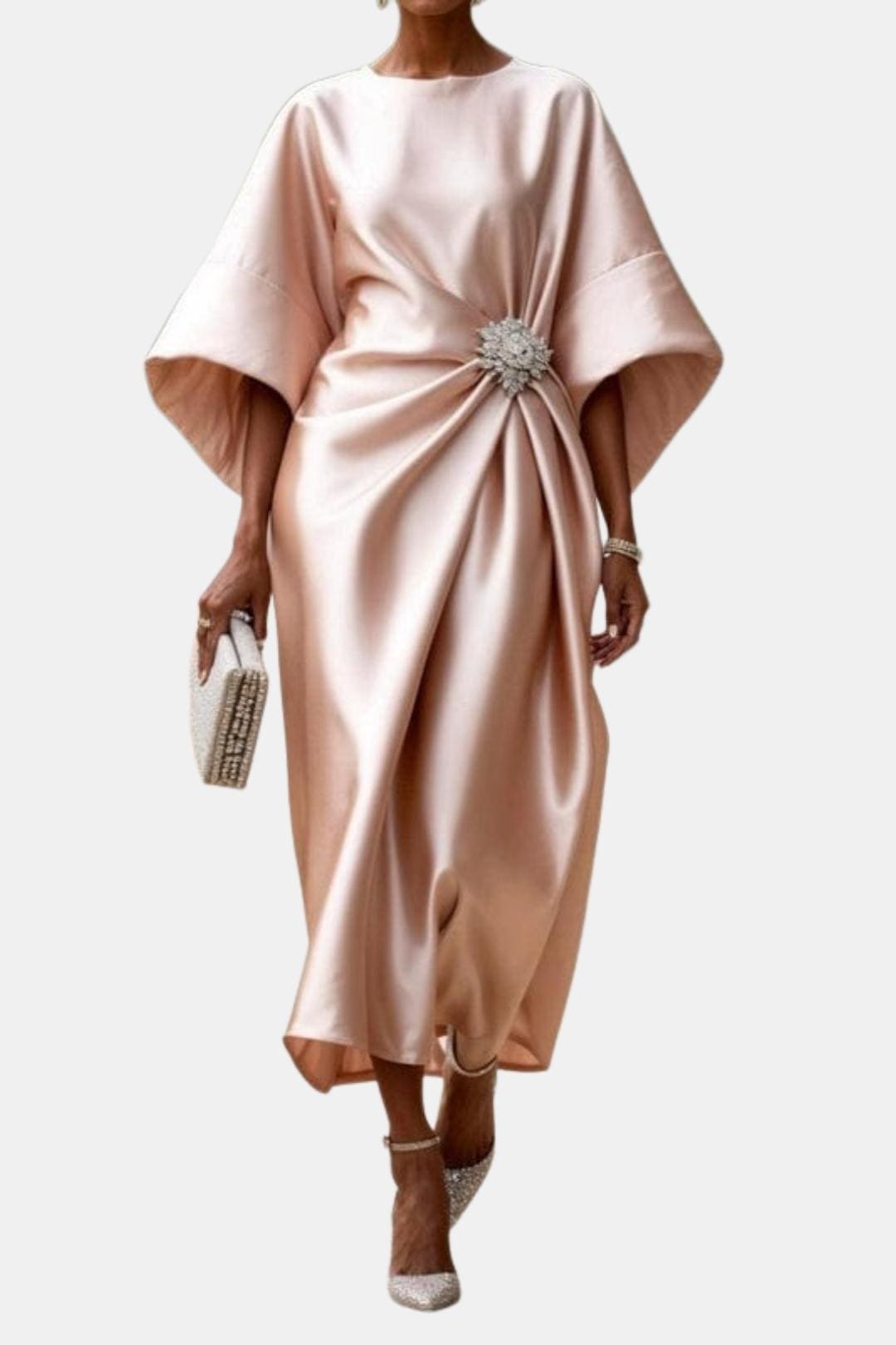 Yasmin | Elegant Wide Sleeve Satin Dress
