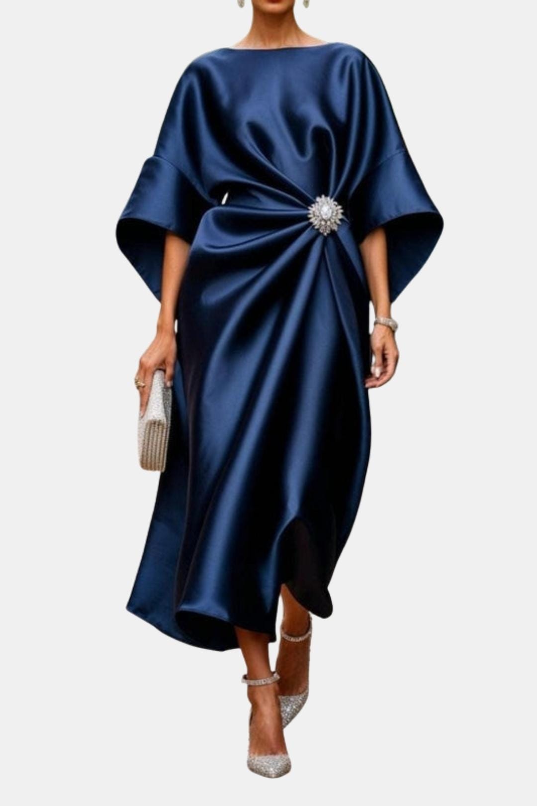 Yasmin | Elegant Wide Sleeve Satin Dress