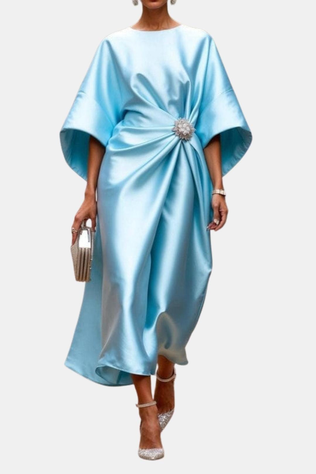 Yasmin | Elegant Wide Sleeve Satin Dress