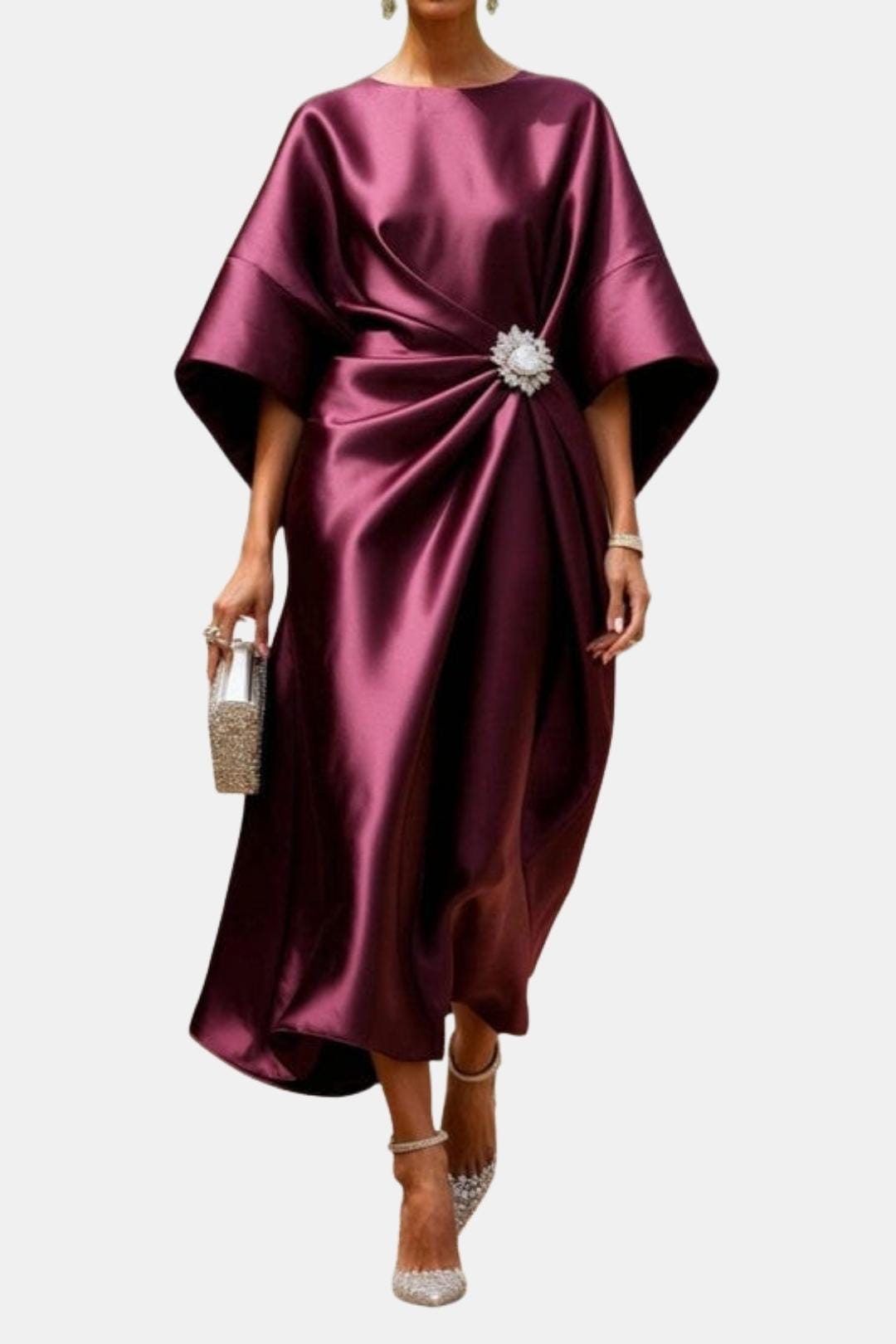 Yasmin | Elegant Wide Sleeve Satin Dress