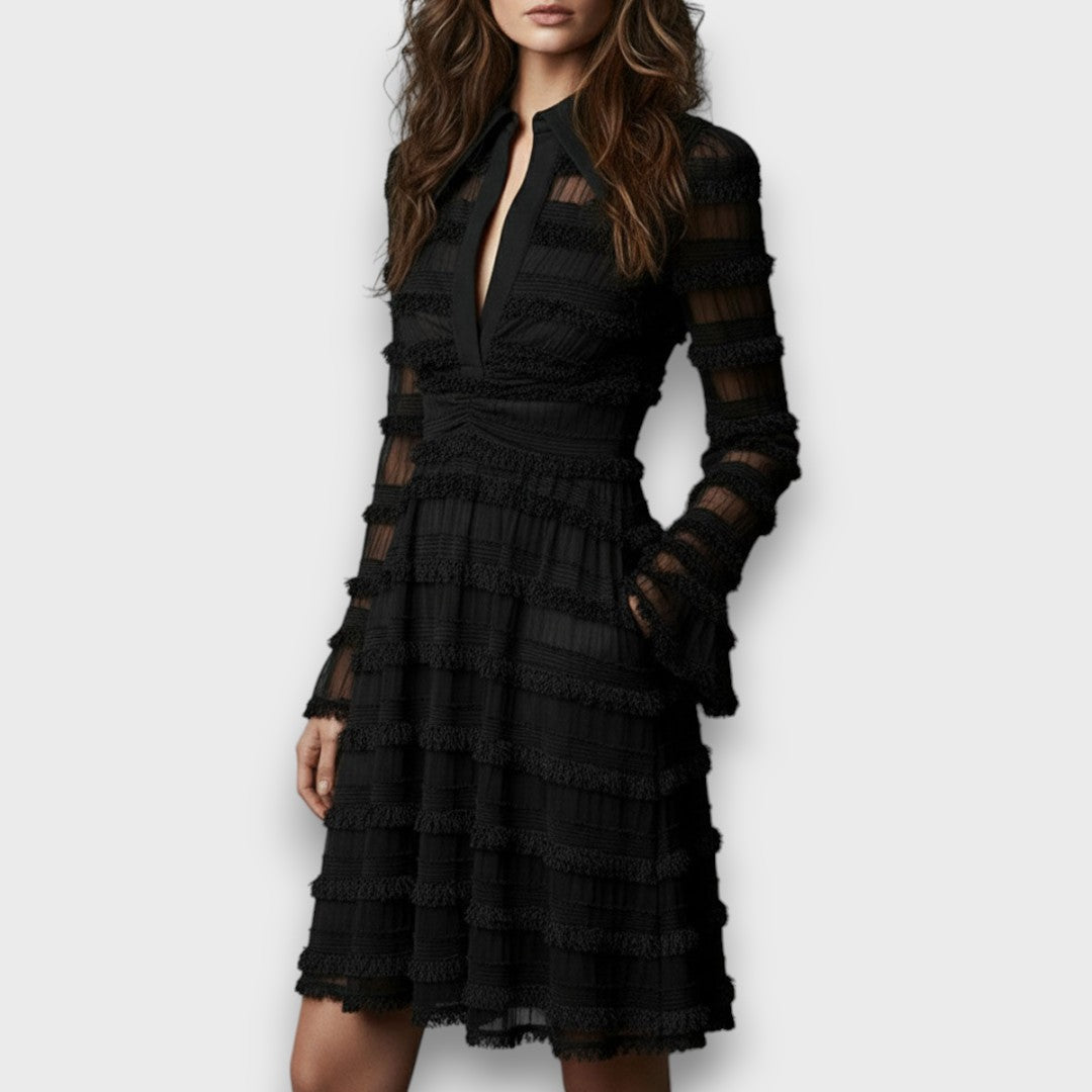 Alliah | Timeless V-Neck Long Sleeve Dress