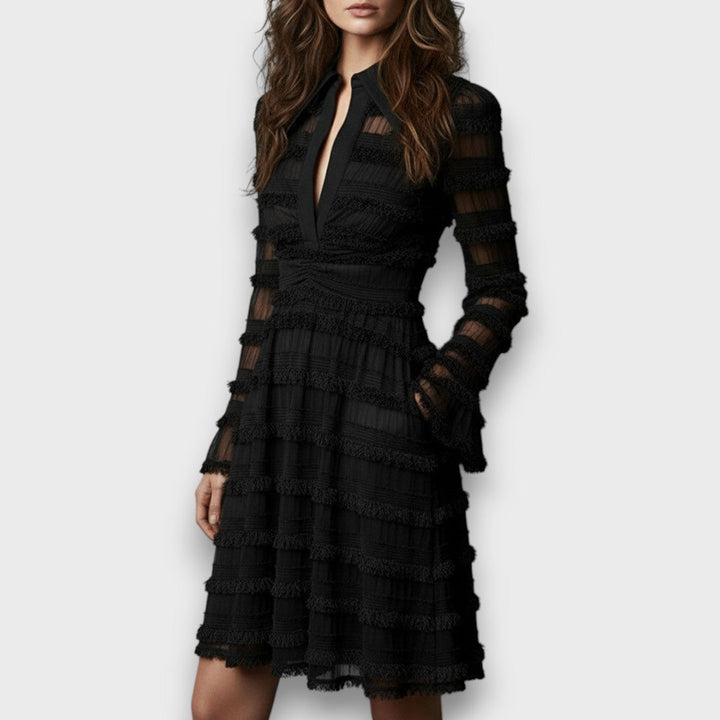 Alliah | Timeless V-Neck Long Sleeve Dress