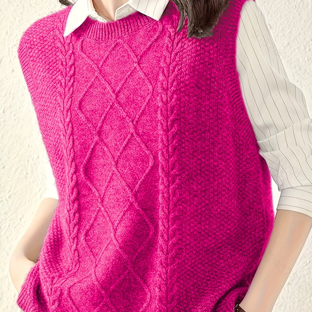Tabitha | Cable-Knit Sleeveless Sweater Vest