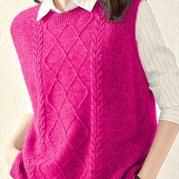 Tabitha | Cable-Knit Sleeveless Sweater Vest