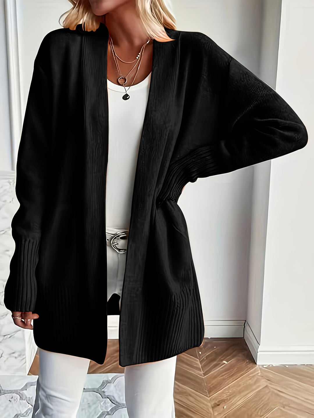 Miriam | Open-Front Draped Cardigan