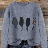 Maeve | Charming Cat-Print Knit Sweater