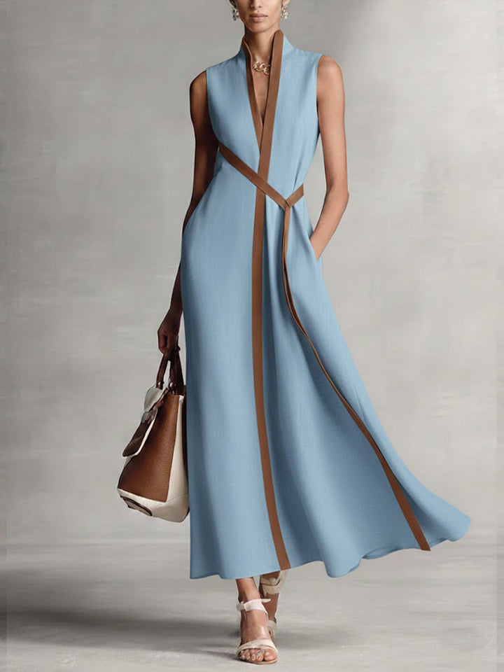 Adeline | Belted Sleeveless Midi Dress