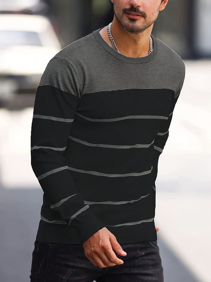 Declan | Colour-Block Striped Crew Neck Sweater