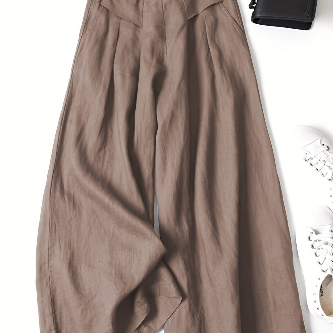 Linen Wide-Leg Ankle Pants