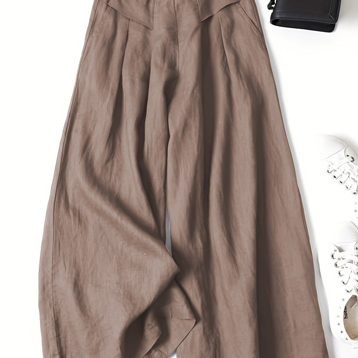 Linen Wide-Leg Ankle Pants