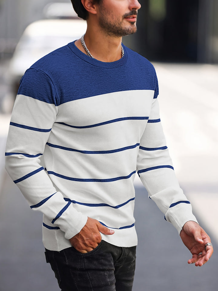 Declan | Colour-Block Striped Crew Neck Sweater