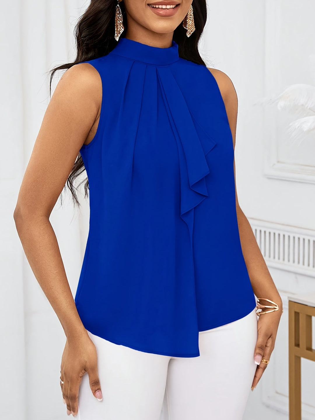 Nadia | Bow-Neck Sleeveless Top