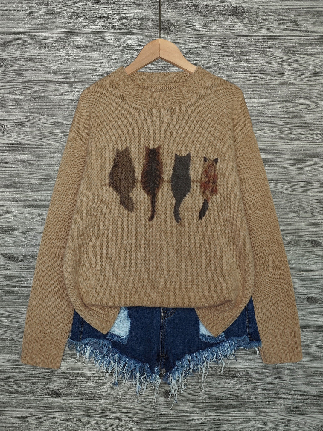 Maeve | Charming Cat-Print Knit Sweater