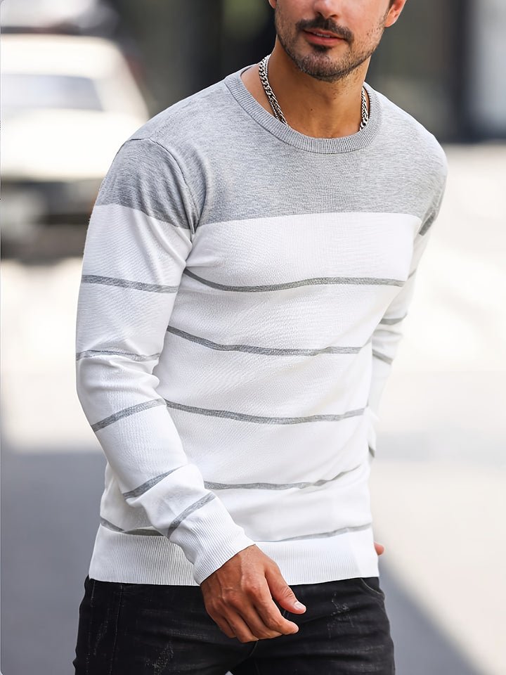 Declan | Colour-Block Striped Crew Neck Sweater