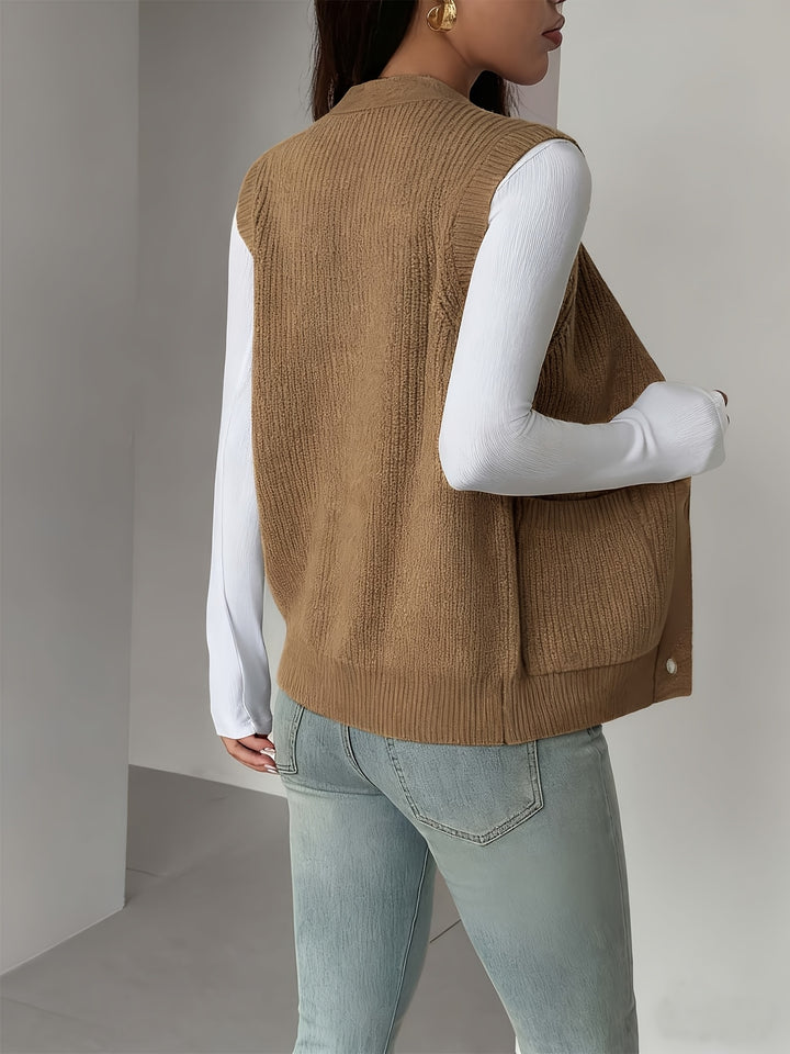 Sienna | Button-Front Sleeveless Vest