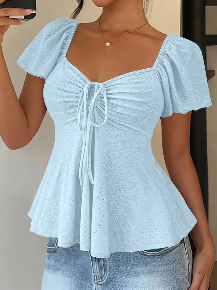 Darina | Breathable V-Neck Drawstring Top