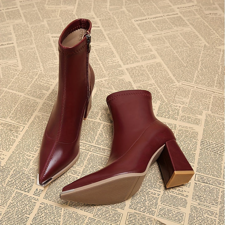 Bronwyn | Pointed-Toe Chunky Heel Ankle Boots