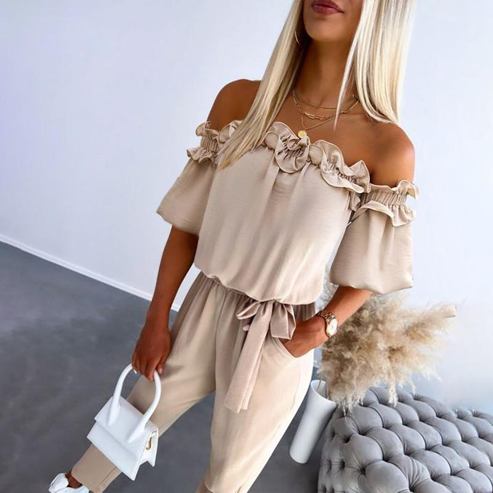 Vespera | Stylish Off Shoulder Tie-Waist Jumpsuit