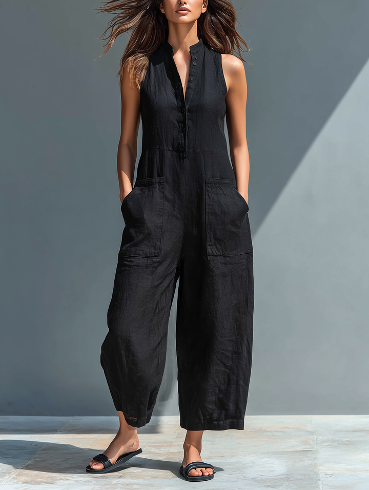 Thalassa | Elegant Sleeveless Button Jumpsuit