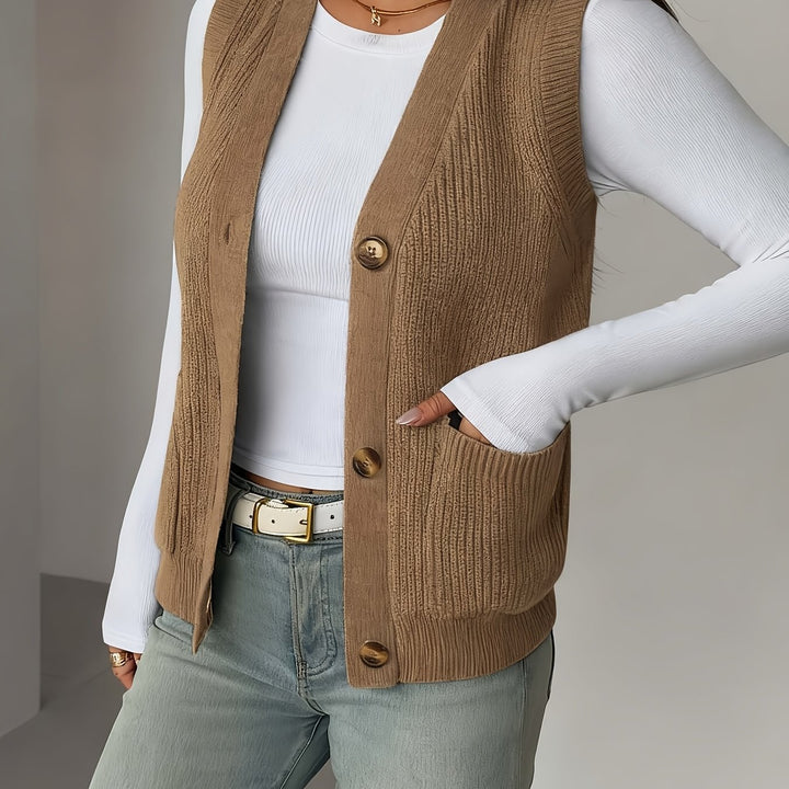 Sienna | Button-Front Sleeveless Vest