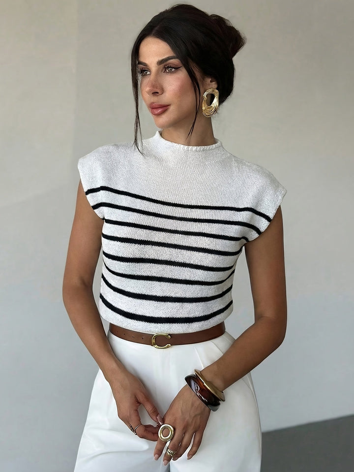 Odessa | Striped Mock-Neck Sweater Vest