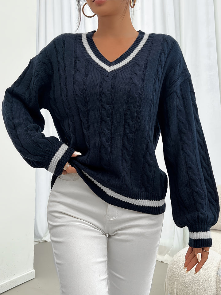 Whitney | V-Neck Cable-Knit Sweater
