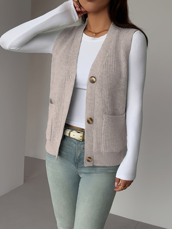 Sienna | Button-Front Sleeveless Vest